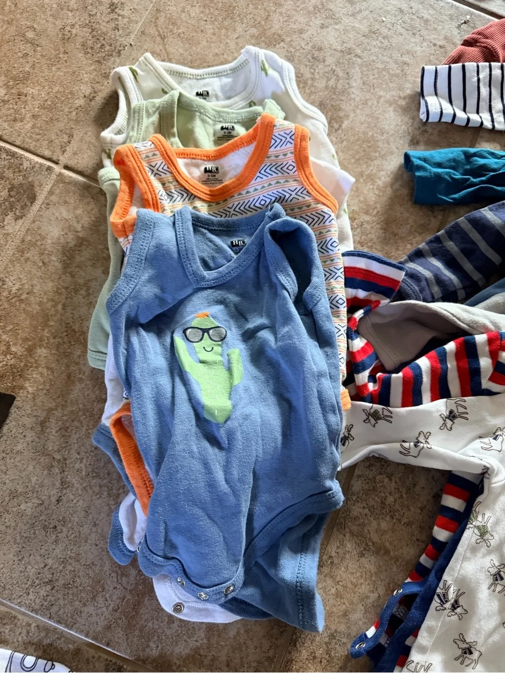 Bundle of 44 baby boy 0-3 months clothes, onesies, footsie, summer bodysuits